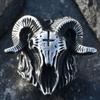 YIORYO Punk Style Men's Titanium Steel Animal Sheep Head Ring Trend Personality Men's Animal Skull Ring (Size : 12) view 2