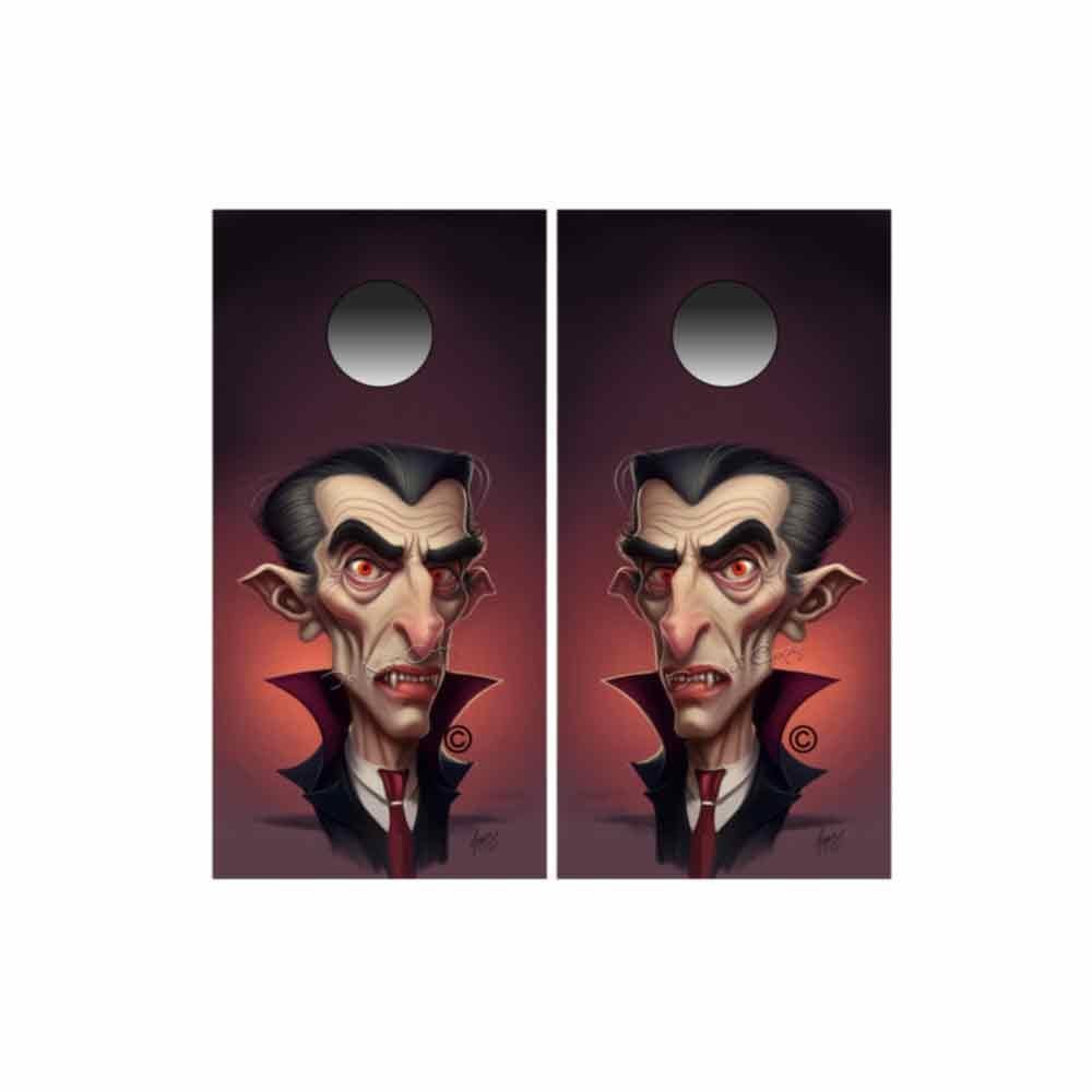 Dracula Portrait Cornhole Wraps Kustom Low Brow Art