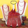 EOBOH 100PCS Mardi Gras Beads, Red Beads Party Favors, 33" Toy Necklaces Festival Costumes, Festival Parade Throw Accessories for Weddings Valentines Christmas Celebrations Decor view 3