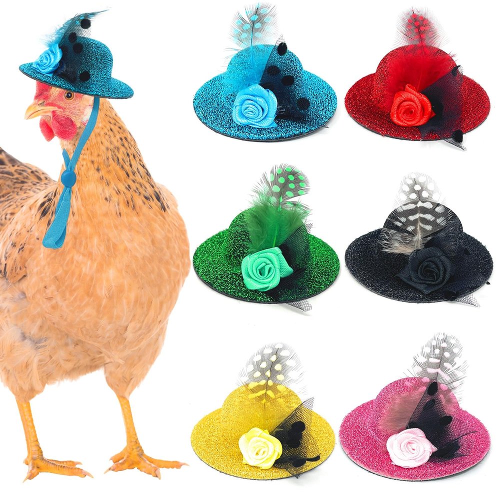 ComiMag 6 Pieces Chicken Hats, Doll Hats, Bear Clothes, Stuffed Animal Clothing, Chicken Helmets