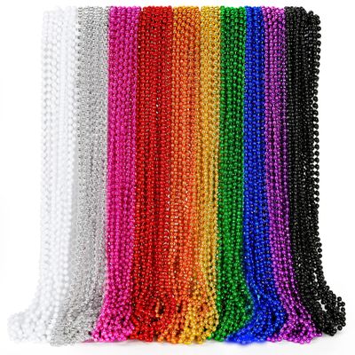 EOBOH 100PCS Mardi Gras Beads, Colorful Beads Necklace Toy Party Favors, 33" Bead Costume Accessories Bulk, Festival Mardi Gras Parade Throw Accessories Wedding Birthday Celebrations Decor