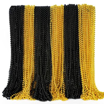 EOBOH 100PCS Bead Necklace, Gold Black New Year Bead Party Favors, New Year Eve 33" Toy Necklaces Costume Accessories, Parade Throw Accessories for New Year Wedding Birthday Celebrations Decoration