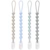 4-Pack Silicone Pacifier Clips for Baby Boys and Girls - with One-Piece Beads, Flexible and Rust-Free Holders for Teething Relief and Baby Essentials - Safe for Newborns (Grey) view 1