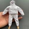 1/12 Scale Clothes White Hoodie + Pants + Short Sleeves Model for 6''Figure view 3