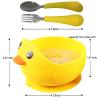 Oligey Silicone Toddler Bowl with Suction Plus Baby Spoon and Fork Gift in Carton Duck Style as Child Snack Eating Utensils for Your Infant Solid Food Self Feed Learning During Kid Led Weaning(pink) view 2