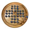 30cm Diameter WOODEN SOLITAIRE BOARD GAME with VAPOUR GLASS MARBLES | classic wooden solitaire game | strategy board game | family board game | games for one | board games view 1