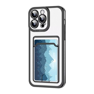 Rnrieyta Miagon Case for Samsung Galaxy A22 5G,Clear Slim Cover Soft Electroplated Wallet Case Bag Cover Transparent Back Card Slot Holder Shockproof Women Girls Bumper