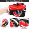 Aodaer 4 Pack T Ball Sets Teenager Easy Catch Ball & Glove Set 4 Youth Teeball Gloves 8 Balls Synthetic Leather Glove and Baseball for Yard Lawn Game, Catch Game, Baseball Play, Black and Red view 3