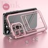 Rnrieyta Miagon Case for iPhone 12 Pro Max,Clear Slim Cover Soft Electroplated Wallet Case Bag Cover Transparent Back Card Slot Holder Shockproof Women Girls Bumper view 2