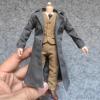 1:12 Scale Clothes Windbreaker Grey Long Trench Coat Model for 6" Body view 2