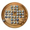 30cm Diameter WOODEN SOLITAIRE BOARD GAME with JELLYFISH GLASS MARBLES | classic wooden solitaire game | strategy board game | family board game | games for one | board games view 1