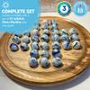 30cm Diameter WOODEN SOLITAIRE BOARD GAME with JELLYFISH GLASS MARBLES | classic wooden solitaire game | strategy board game | family board game | games for one | board games view 3