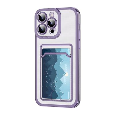 Rnrieyta Miagon Case for iPhone 14 Plus,Clear Slim Cover Soft Electroplated Wallet Case Bag Cover Transparent Back Card Slot Holder Shockproof Women Girls Bumper