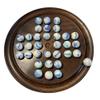 30cm Diameter WOODEN SOLITAIRE BOARD GAME with JELLYFISH GLASS MARBLES | classic wooden solitaire game | strategy board game | family board game | games for one | board games view 1