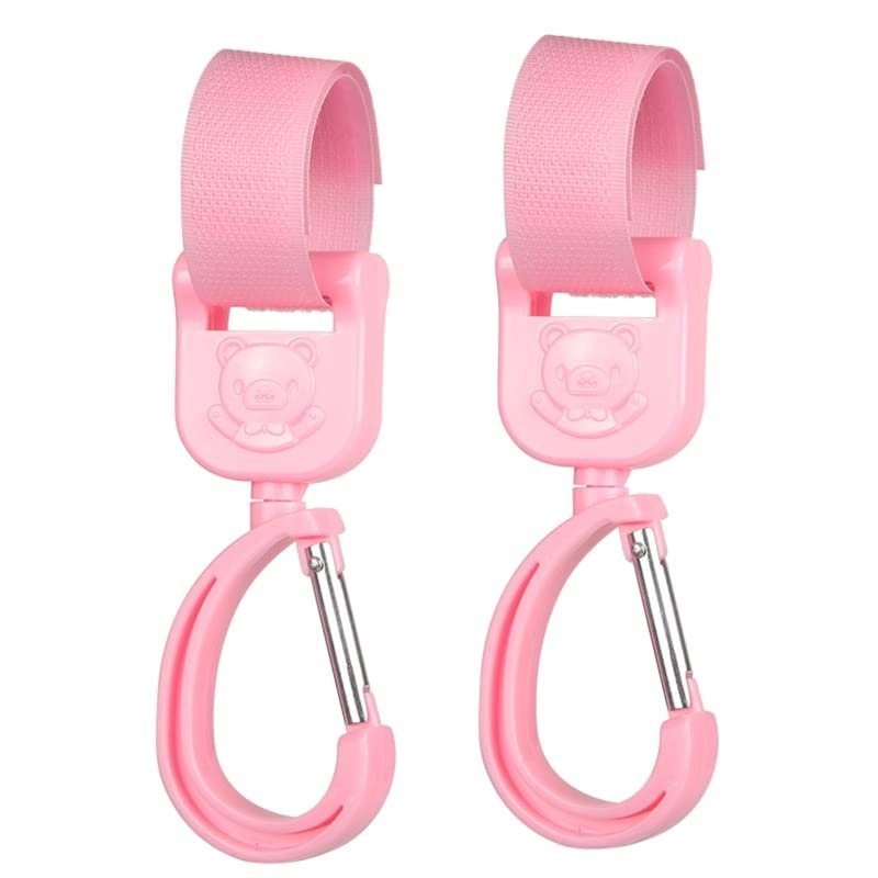 ljhnba 2 Pcs Mommy Bag Hanger Degree Rotate Baby Stroller Hooks Clips Multi Purpose Pram Shopping Hooks Stroller Organizer
