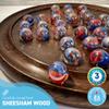 30cm Diameter WOODEN SOLITAIRE BOARD GAME with FUNFAIR GLASS MARBLES | classic wooden solitaire game | strategy board game | family board game | games for one | board games view 2