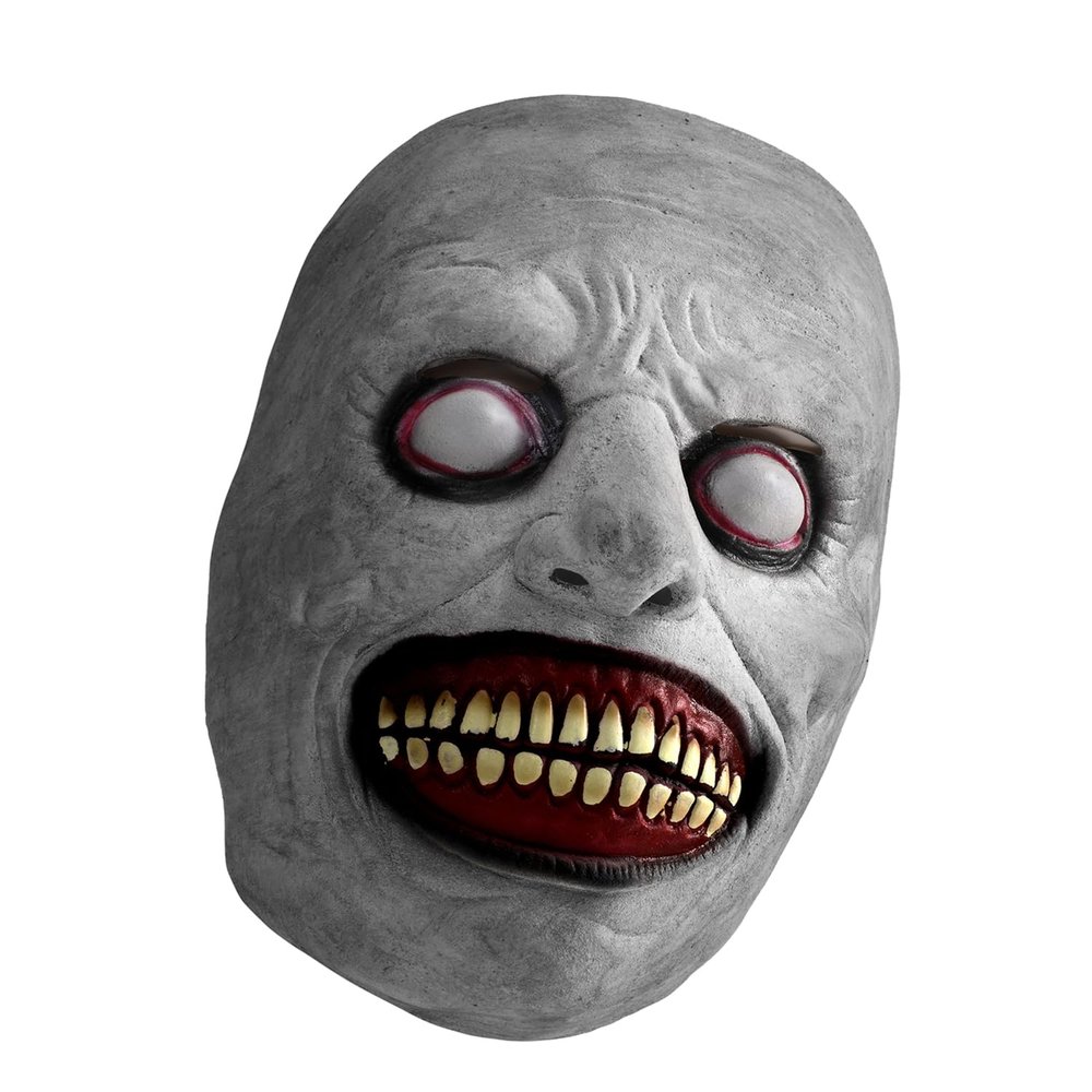 Dzrige Halloween Horror Mask Smiling Demon Mask Creepy White Eyed Demon Latex Mask for Halloween Costume Party Cosplay Props