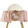 1st Year High Chair Banner for Baby Shower-Floral Flower Banner-Pink Flower First Birthday Party Decoration-Girls Birthday Decoration view 1
