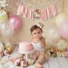 1st Year High Chair Banner for Baby Shower-Floral Flower Banner-Pink Flower First Birthday Party Decoration-Girls Birthday Decoration view 4