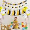 Qeeenar 53 Pcs One Happy Dude Birthday Decorations 1st Birthday Paper Tassel Banners Lightning Smile Face Garland Decoration Two Cool High Chair Banner for One Happy Dude Party Favors Supplies view 2