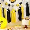 Qeeenar 53 Pcs One Happy Dude Birthday Decorations 1st Birthday Paper Tassel Banners Lightning Smile Face Garland Decoration Two Cool High Chair Banner for One Happy Dude Party Favors Supplies view 4