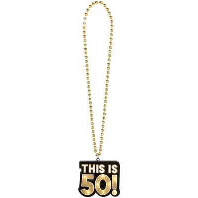 Amscan Regal Celebration Light-Up 50th Necklace - 30" | Gold | 1 Pc.
