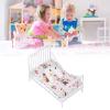 1:12 Scale Dollhouse, Furniture Mini Bed Set Decorative Pillow Metal Frame Lifelike Miniature Bed White Furniture Dollhouse Accessories (Bunny Pattern) view 3