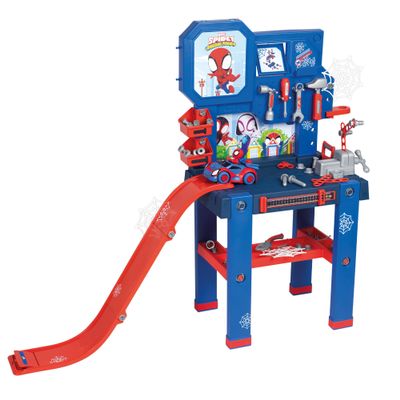 Smoby 7600360729 Workbench DIY Center Spidey, Launch Ramp and Tools, Build Your Spidey Car, 90 Accessories, Toys Boys Girls 3 Years