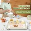 Wooden Tea Party Set for Little Girls, Play Tea Set for Kids Toddlers, Pretend Play Kitchen Toy Gift for 1 2 3 4 5 Years Old view 4