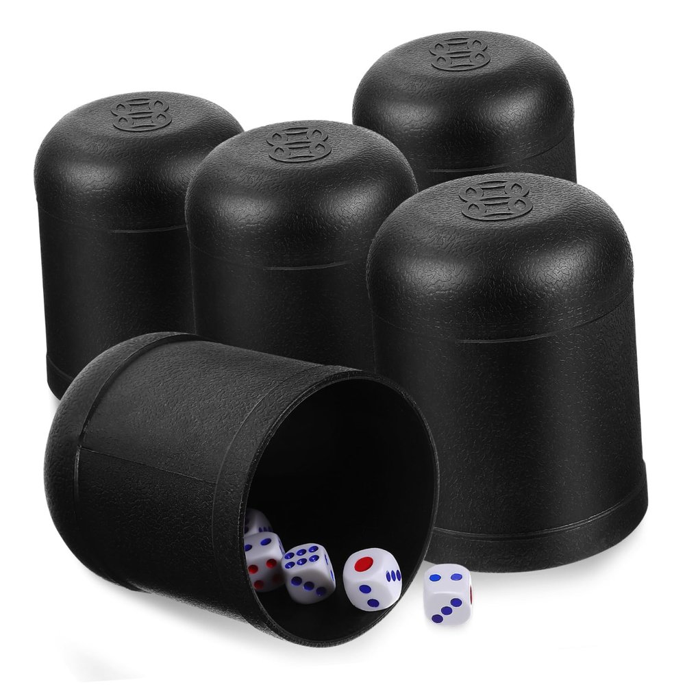 5 Sets Dice Cup Mini Dice Shaker Black Dice Ktv Entertainment Dice Game Dice Rolling Cup Regalo Dice Shaking Cup Bulk Dice Dice Hand Crank Plastic Color Cup