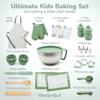 Ultimate Baking Kit for Kids - Kids Baking Set with Child Sized Utensils - Includes Apron, Oven Mitts, Silicone Mats & Liners - Perfect Cooking Set for Ages 6-12 - Gift for Children Green view 2