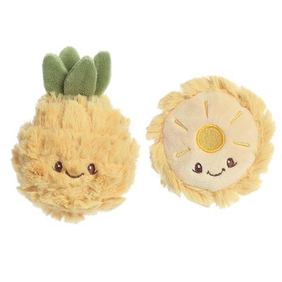 Ebba Adorable Precious Produce Pineapple Rattle & Crinkle Set Baby Stuffed Animal - Bright & Colorful Design - Interactive Fun - Yellow 4 Inches