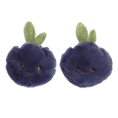 Ebba Adorable Precious Produce Blueberry Rattle & Crinkle Set Baby Stuffed Animal - Bright & Colorful Design - Interactive Fun - Blue 4 Inches