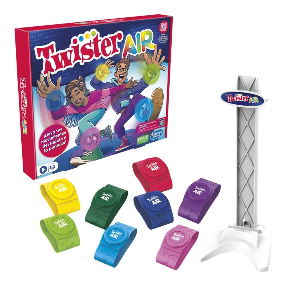 Hasbro Twister Air Balance Game with Augmented Reality App with Wrist and Ankle Bands for Adults, and Boys and Girls Ages 8 for 1 or more Players