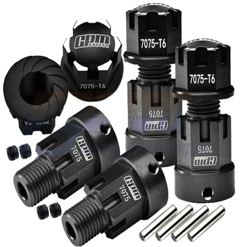 GPM Upgrades Aluminum 7075-T6 Hex Adapters (+20Mm) and Wheel Lock for 1/6 4Wd SCX6 Jeep Jlu WranglerAXI05000 RC Car (Black)