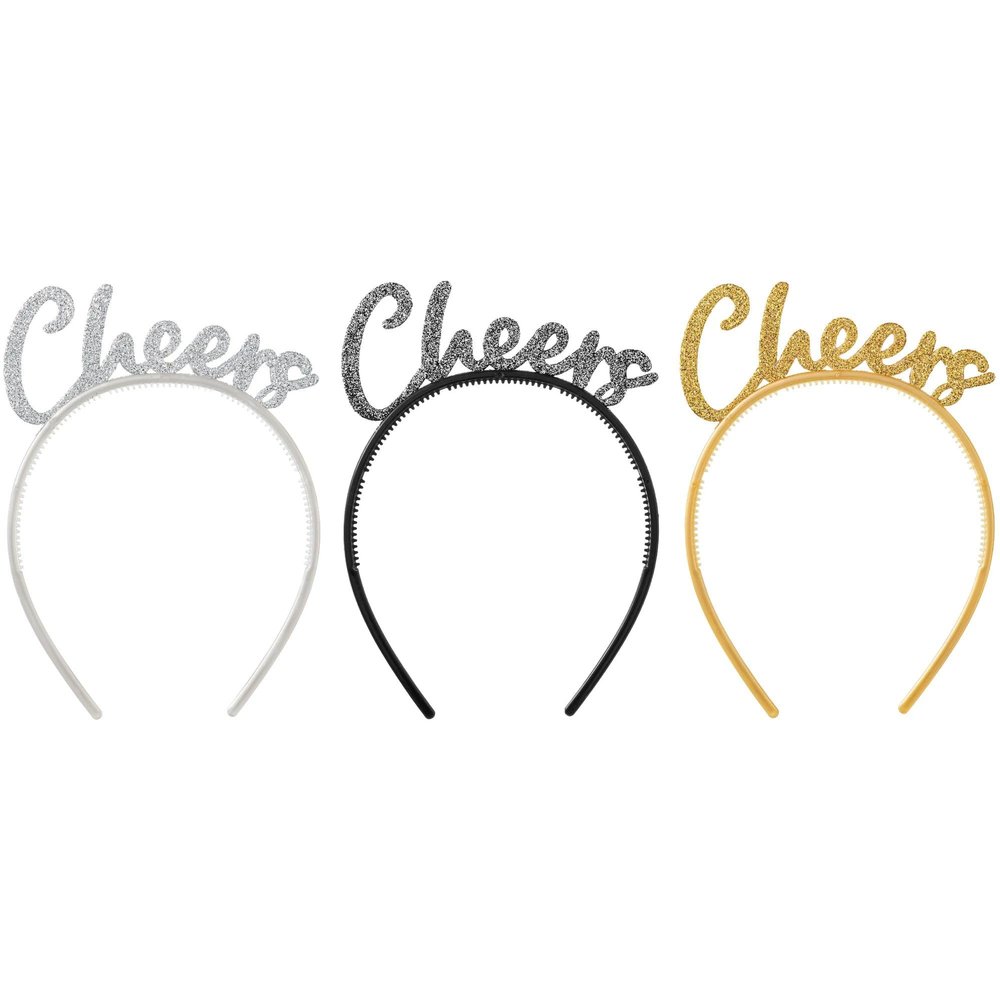 Amscan Cheers Glitter Headbands - 4.8" x 6.9" | Plastic | Pack of 3