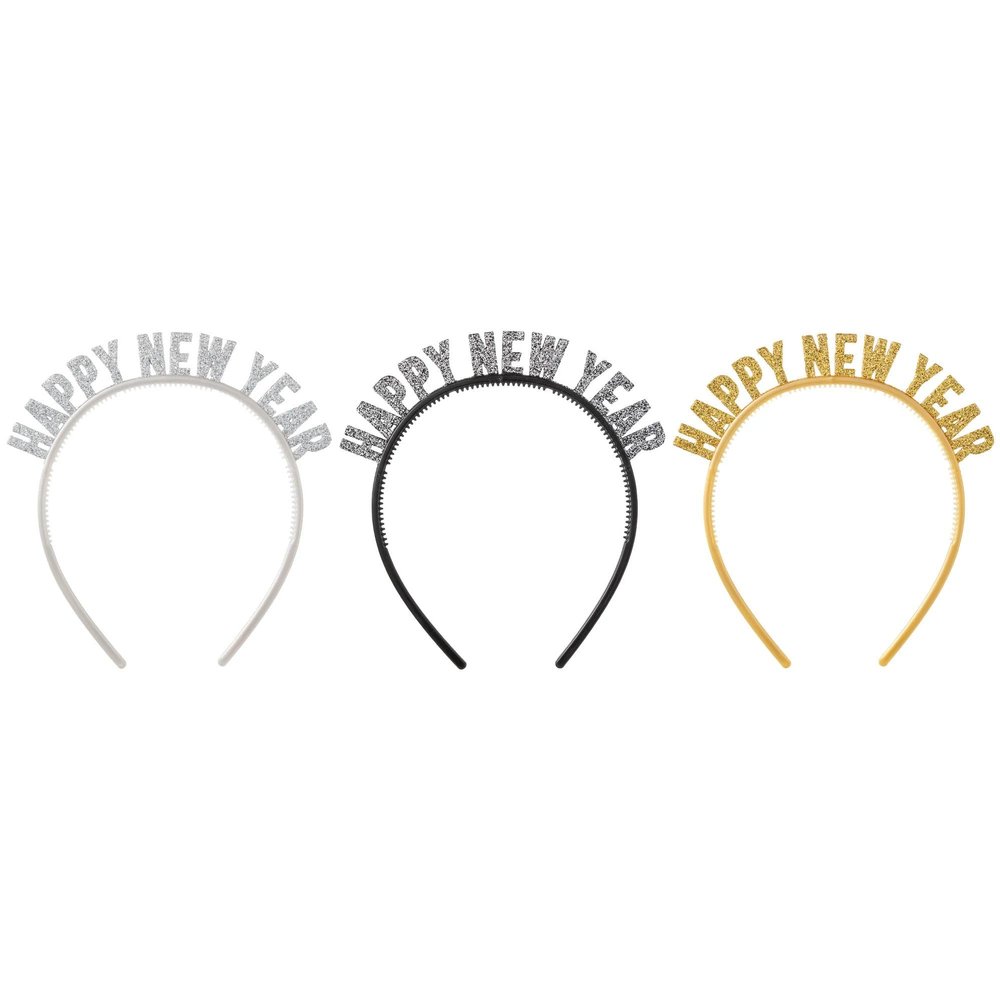 Amscan Happy New Year Glittery Headbands - 6.1" x 5.75" | Plastic | Pack of 1