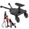 2024 New-Universal Stroller Board Buggy Board with 2 LED Lighted Wheels and Detachable Seat, 2in1 Sit and Stand Stroller Glider Board Holds Children Up to 55 LBs City Mini Stroller Standing Board view 1