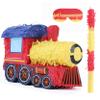 Birchio 3D Train Pinata Bundle with a Blindfold and Bat (16x10.6x6.7 Inches), Train Pinata for Boys Birthday Party Supplies, Perfect for Birthday Party, Train Theme Party, Decoration view 1