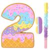 Aoriher Summer Birthday Piata Ice Cream Game Set Summer Number Piata with Bat Stick Blindfold Mask Confetti for Sundae Theme Birthday Baby Shower Party Game Supplies Decor(Number 2) view 1