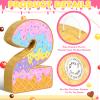 Aoriher Summer Birthday Piata Ice Cream Game Set Summer Number Piata with Bat Stick Blindfold Mask Confetti for Sundae Theme Birthday Baby Shower Party Game Supplies Decor(Number 2) view 3