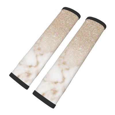 Gold White Glitter Marble Gradient Car Seat Belt Pad Cover Safety Seatbelt Protector Pack of 2 Car Interior Decor