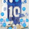 10th Birthday Decorations for Boys Blue Double Digits Tenth Birthday Party Supplies Bday Celebration Decors for 10 Year Old Boy, Balloons Fringe Curtain Cake Topper Banner view 3