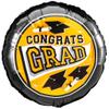 True to Your School Colors Congrats Grad 18" Jr Shape Foil Balloon, Gold Black view 1