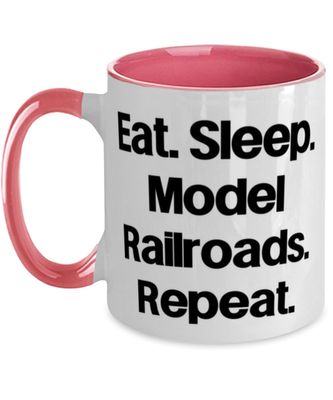 Inappropriate Model Railroads Gifts, Eat. Sleep. Model, Cool Birthday Two Tone 11oz Mug Gifts For Friends From Friends, Model trains, Toy trains, Train sets, Railroad toys, Gift ideas for train