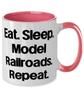 Inappropriate Model Railroads Gifts, Eat. Sleep. Model, Cool Birthday Two Tone 11oz Mug Gifts For Friends From Friends, Model trains, Toy trains, Train sets, Railroad toys, Gift ideas for train view 2