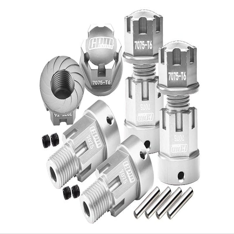 Aluminum 7075-T6 Hex Adapters (+20Mm) and Wheel Lock for Axial 1/6 SCX6 Jeep JLU Wrangler AXI05000 Upgrades - Silver