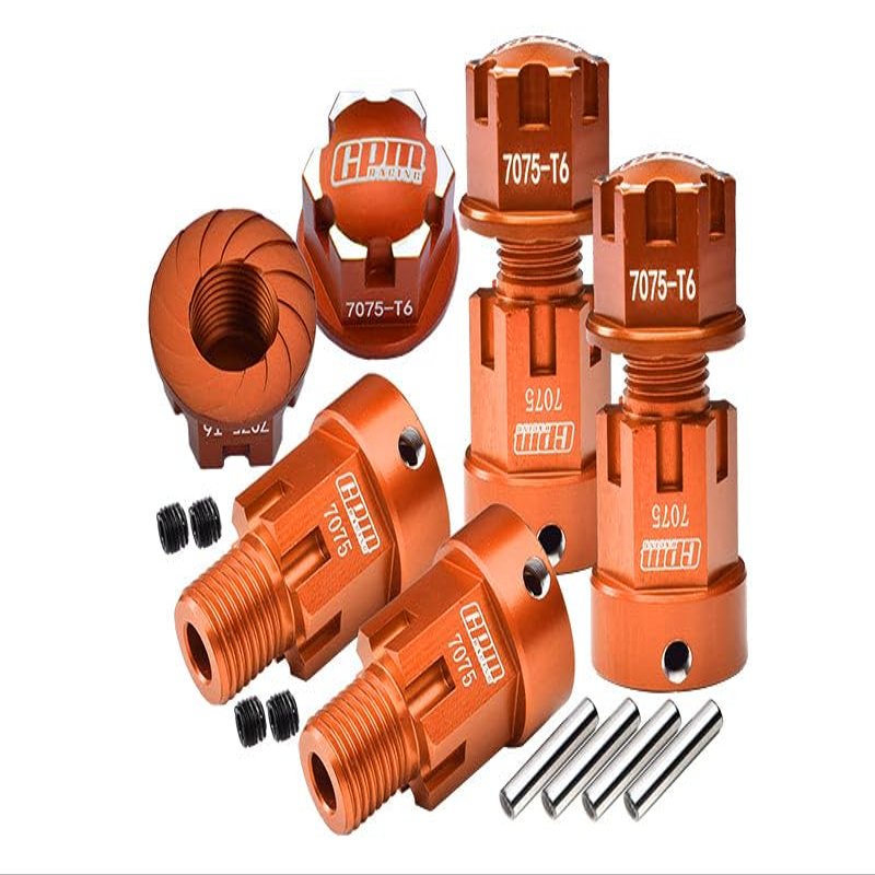 Aluminum 7075-T6 Hex Adapters (+20Mm) and Wheel Lock for Axial 1/6 SCX6 Jeep JLU Wrangler AXI05000 Upgrades - Orange