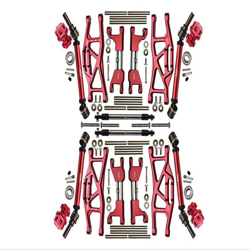 Aluminum Upgrade Combo Set Widening Kit for Traxxas 1:10 4WD MAXX Monster Truck 89076-4 / 4WD MAXX with WideMaxx Monster Truck 89086-4 - Red