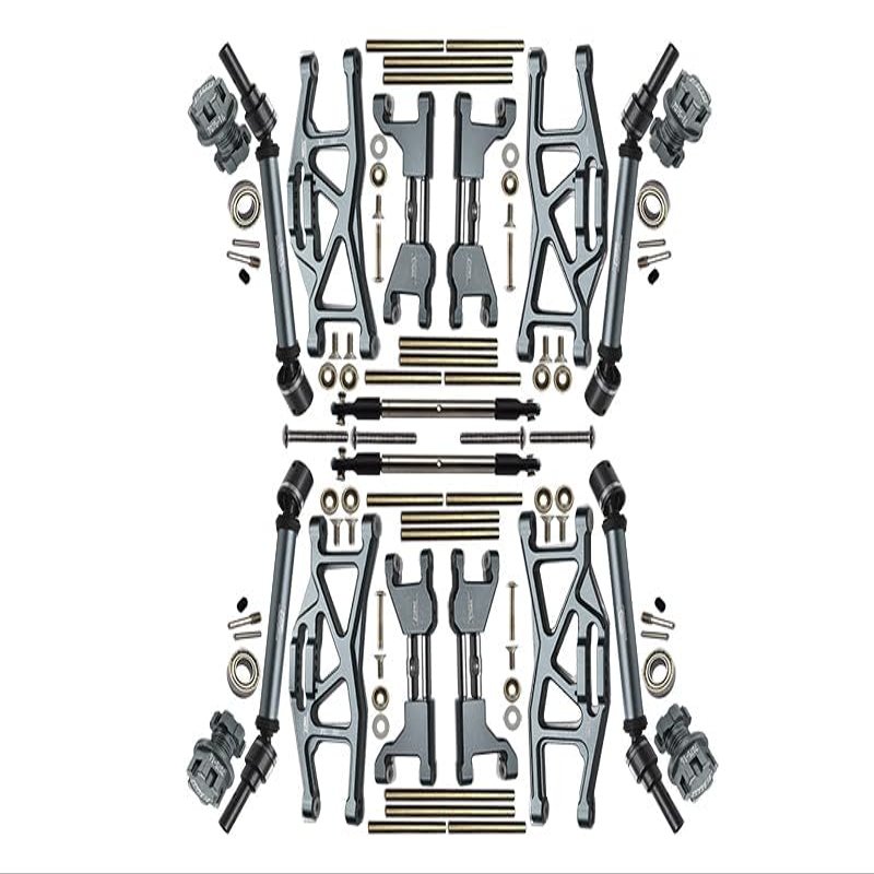 Aluminum Upgrade Combo Set Widening Kit for Traxxas 1:10 4WD MAXX Monster Truck 89076-4 / 4WD MAXX with WideMaxx Monster Truck 89086-4 - Gray Silver